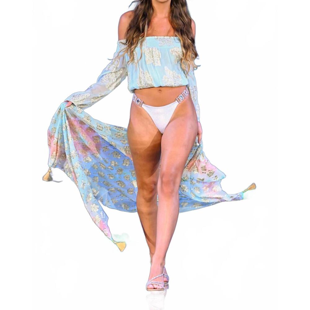 NEW BOHO MADRID women's glimmer pareos wrap in blue